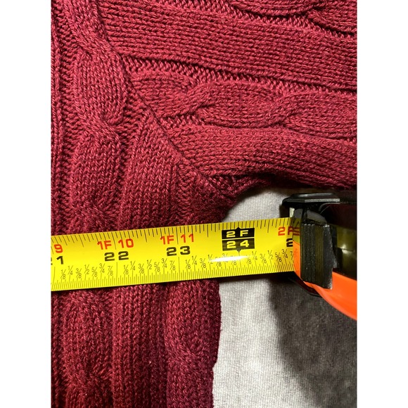 Vintage Cotton Fisherman Sweater Lord Jeff Mens L Chunky Cable Knit Red USA - Picture 6 of 8